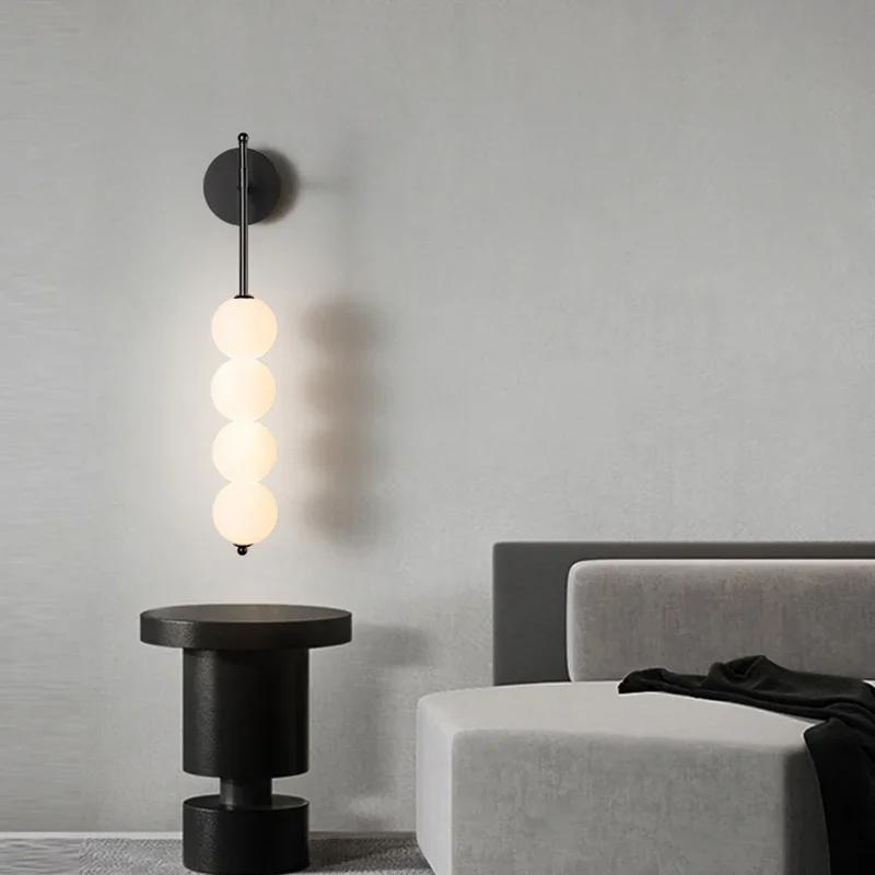 Modern LED Wall Sconce Milk White Globe Warm Light For Living Room Sofa Backlight Bedside Bedroom Corridor Interior Decor Light