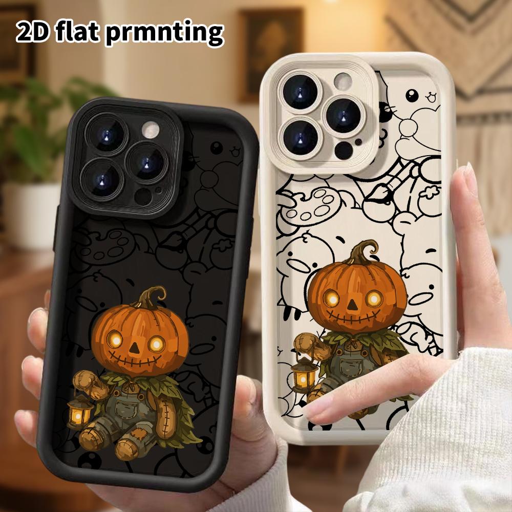 Phone case: 2D flat design, suitable for iPhone 18 17 16 15 14 13 Pro protective case, pumpkin doll, perfect Christmas and Halloween holiday gift
