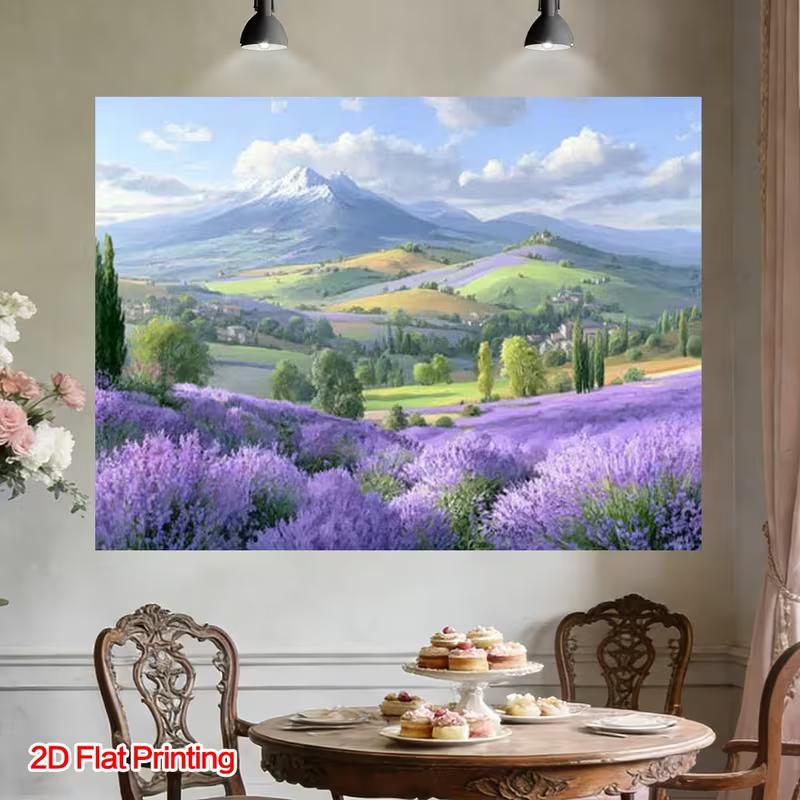 2D фон для фотосъемки Прованская лаванда, фон с горным пейзажем
