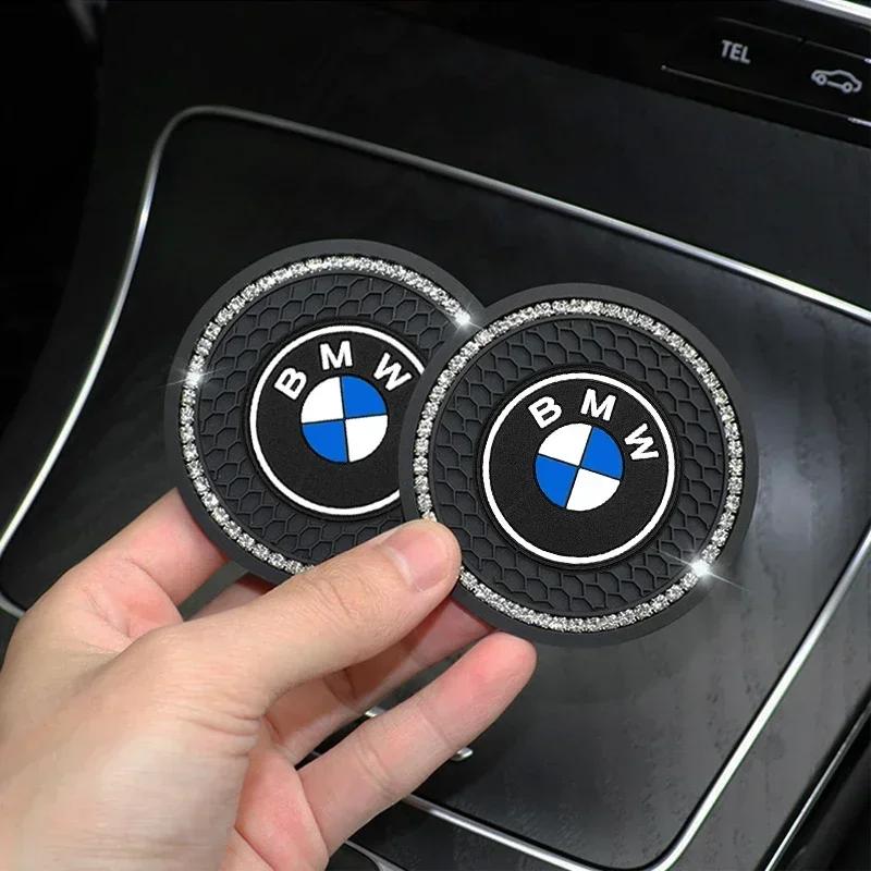 YAMHS1 1/2pcs Non-slip Car Water Cup Pad Diamond Bottle Holder Coaster For bmw e46 e39 e90 e60 e30 f10 f11 f20 f30 g20 g30 x1 x3 x5 z4 f24