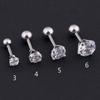 1pc Stainless Steel Crystal Zircon Ear Studs Earrings for Women/Men 4 Prong Tragus Cartilage Piercing Jewelry ARI
