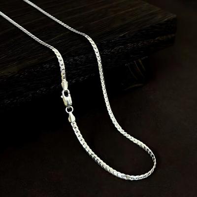 Серебряная цепочка S925 Простая змеиная кость Кубинская цепь для мужчин и женщин - Минималистичная, универсальная и элегантная цепочка для свитера.