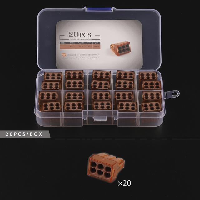 Boxed Quick Wire Connectors  2/4/6/8 Pin Boxed Push In Cable Plug-in Wiring Cable Conductor  Terminal Block  AWG 16-12