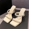 2024 Новые тапочки на среднем каблуке Летняя женская обувь высокого класса Повседневная сексуальная обувь для вечеринок Легкие туфли с открытой пяткой и слипоны