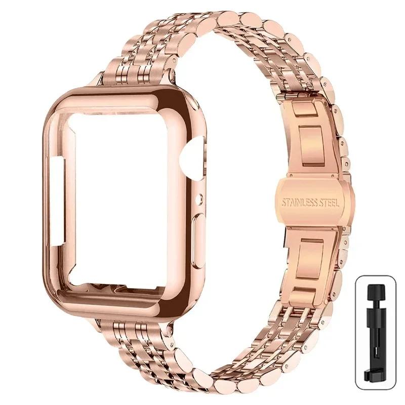 Металлический Ремешок+Корпус для Apple Watch Ultra2 Ремешок 49мм 42мм 41мм 45мм 40мм 44мм Чехол Стальной Браслет Для Iwatch Серии 9 8 7 6 SE 5 4