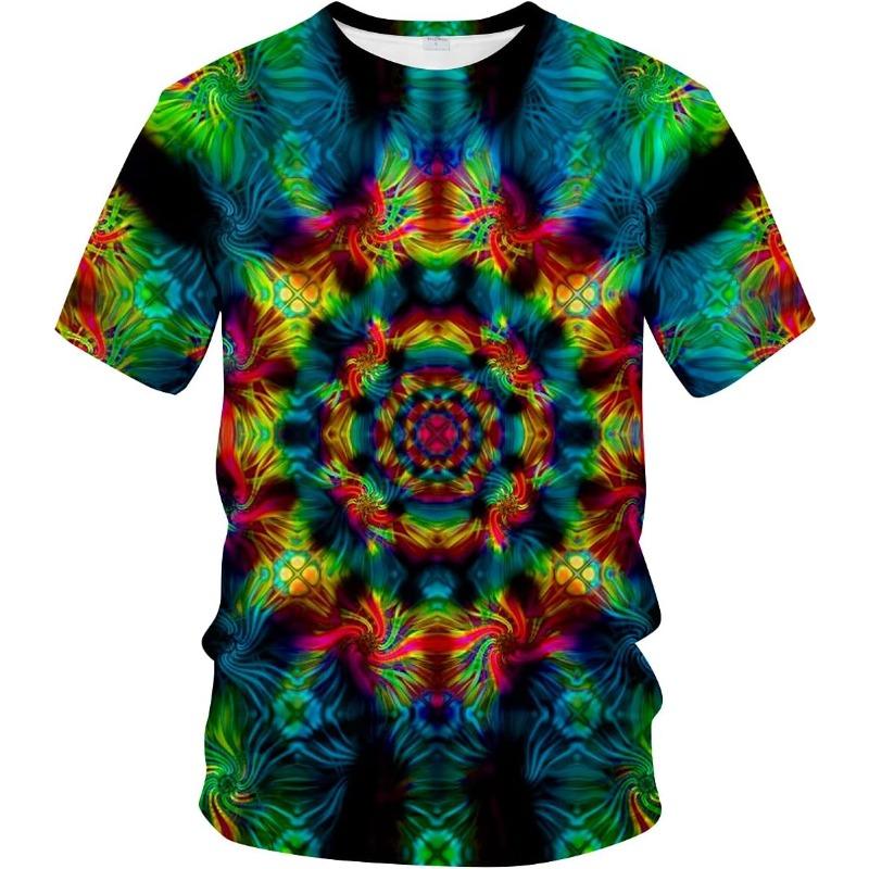 Летние футболки с круглым вырезом и 3D психоделическим принтом, модные повседневные мужские футболки с коротким рукавом