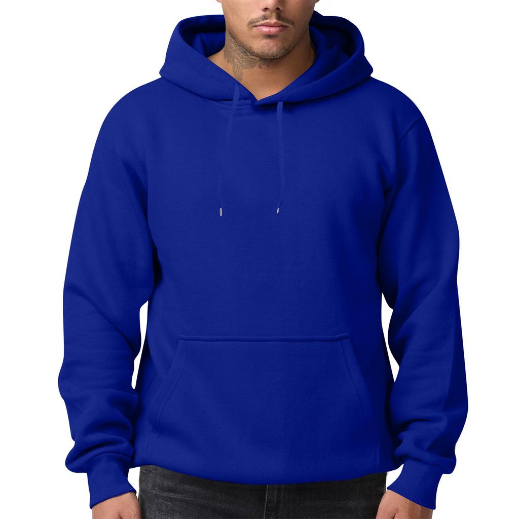 Men's Solid Color Fleece Hoodie Long Sleeve Pocket Loose Hoodie Top