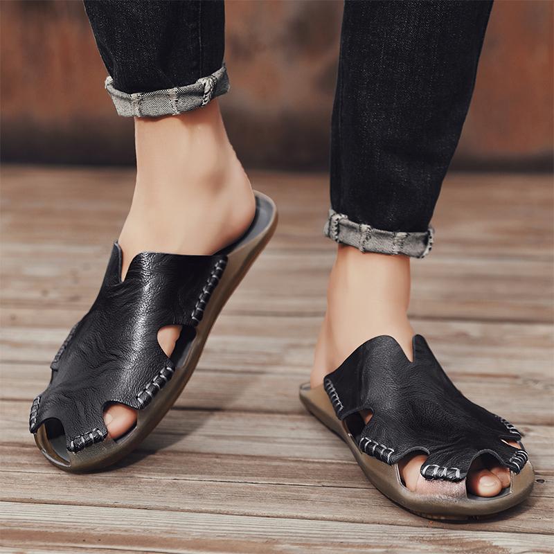 38-48 Летние мужские большие сандалии-шлепанцы баотоу ручной работы, уличные сандалии, модные повседневные шлепанцы