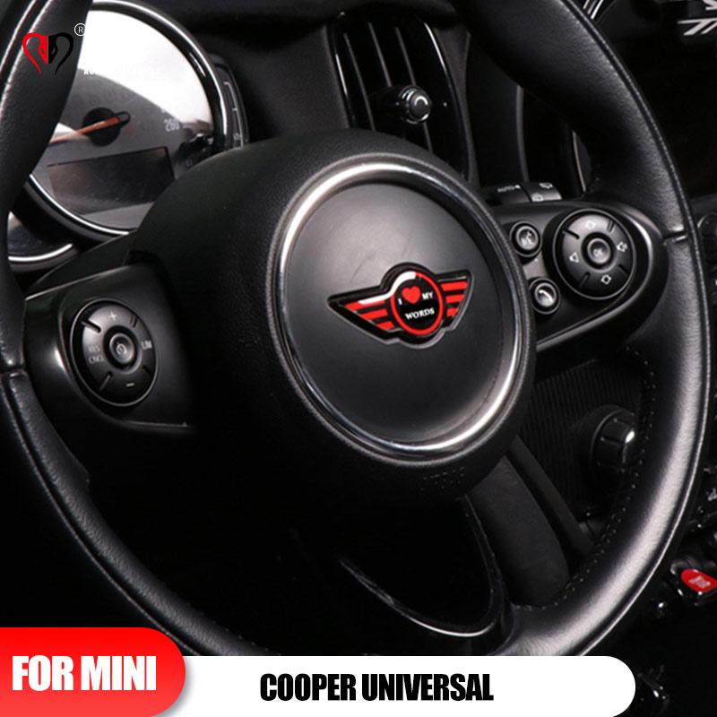 For Mini Cooper F55 F56 R55 R60 Universal For Car Steering Wheel Panel Decals 3D Center Interior Epoxy Stickers Auto
