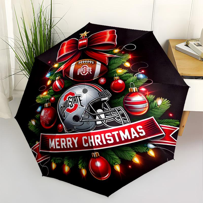 Ohio State University Logo Automatic Umbrella Compact & Durable 8-Rib Design Durable Plastic & Iron for Outdoor Daily Use Fashion Lovers