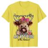 Highland Cow Print TShirts for Women Attitude Design Female Tshirts Short Sleeve Oneck T Shirt Funny Cartoon Clothes Women