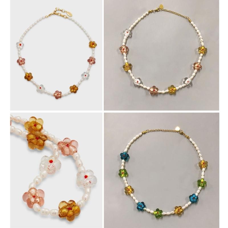 Popular Coloured Glaze Color Flower DIY Accessories Sweet Pendants DIY Handmade Bracelet Necklace Earrings Materials