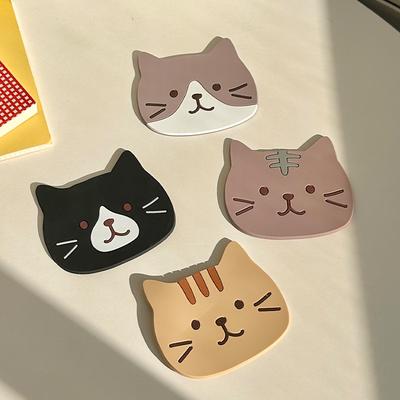 Подставка под чашку из силикона в корейском стиле с кошкой, теплоизоляционная подкладка, высококачественная подставка под чайную чашку, впитывающая влагу подставка, подставка под кофейную чашку, нескользящая подкладка