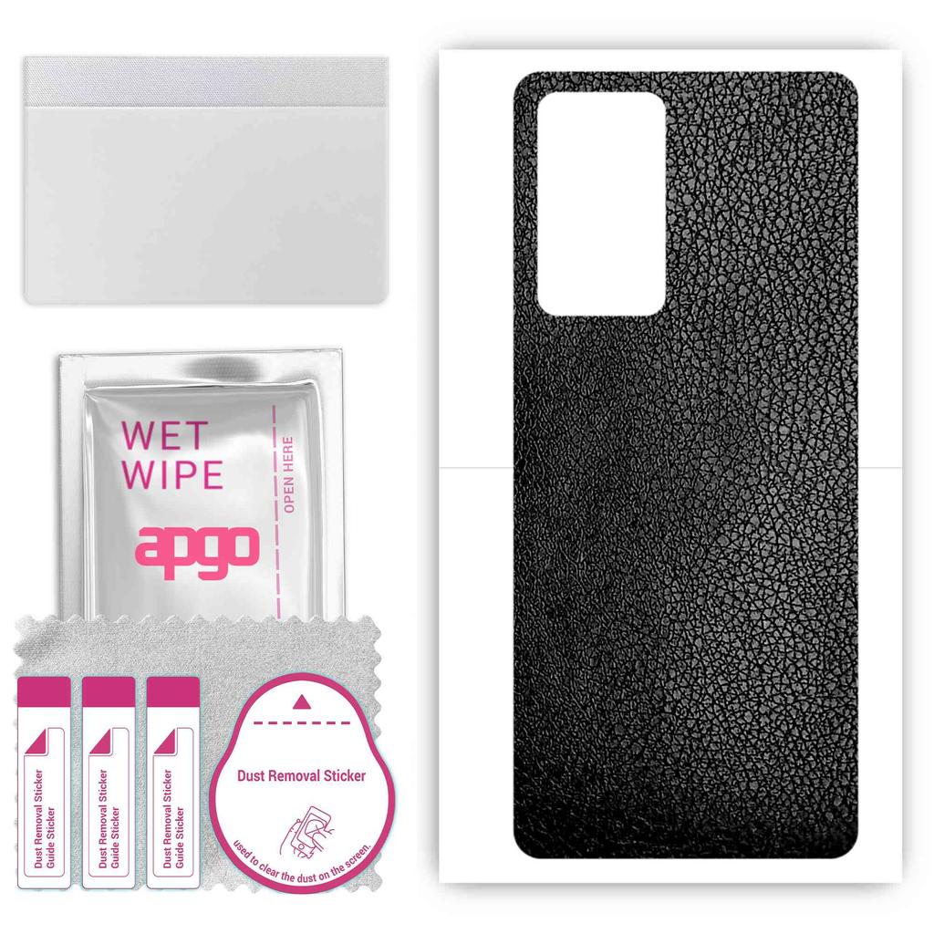 apgo Protective Skin Sticker for the Back Compatible with Infinix Note 11S, Wrap Film, Foil, Vinyl - Pattern Black Leather