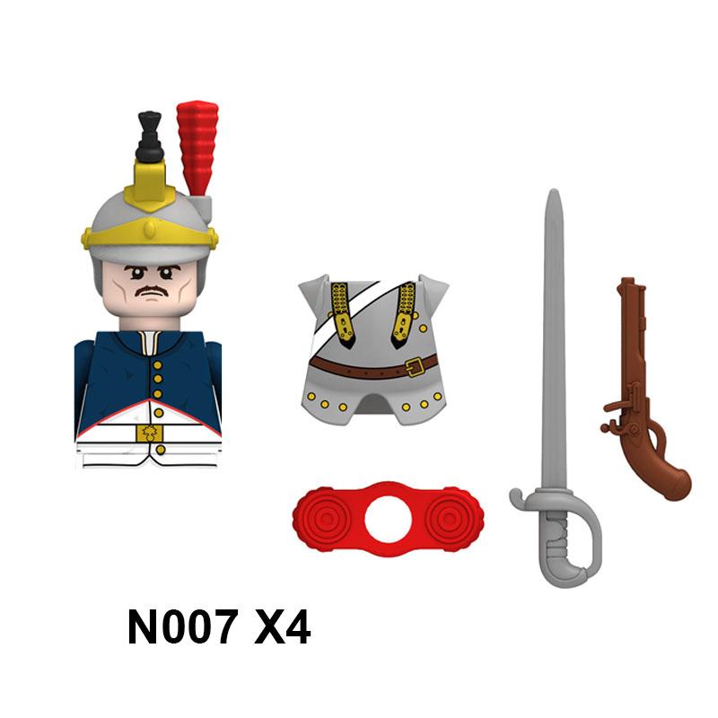 4pcs Military Building Blocks Medieval Knights Duke Marshal Figures Napoleonic Wars Weapons Sword Flags Shoulder Armor Cape Brick MOC
