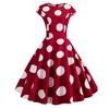 Женское платье с круглым вырезом и коротким рукавом, облегающее винтажное вечернее платье миди с высокой талией и круглым вырезом на талии в горошек