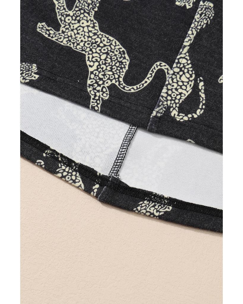 Azura Exchange Черный топ с длинными рукавами и ярким принтом гепарда