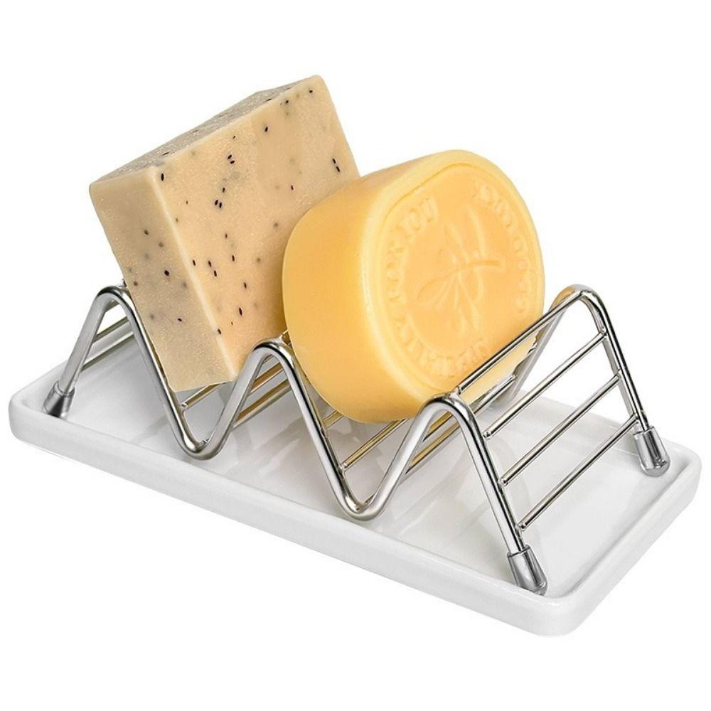 Non-slip Soap Dish Space Saving Taco Holder Multi-functional W-Shaped Soap Holder  Sink Countertop