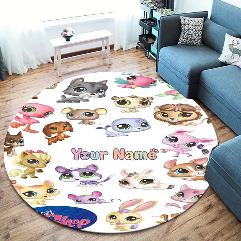 Littlest Pet Shop Custom Name Round Area Rug Carpet Rug For Living Room Bedroom Sofa Playroom Decor Nonslip Floor Mat