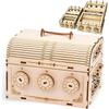 MiYAVi Large Treasure Box Dial Lock Piggy Bank Secret Box Spring Break Craft Kit 3D Puzzle Wooden Puzzle Gift Educational Toy Parent and Child DIY