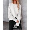 2024 Европейский и американский осенне-зимний однотонный вязаный свитер с длинными рукавами и круглым вырезом, витой веревкой, свитер для женщин