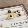 Gold Retro Tiger Eye Stone Ring: Western Ethnic Style, Unique Luxury Open Ring for Women