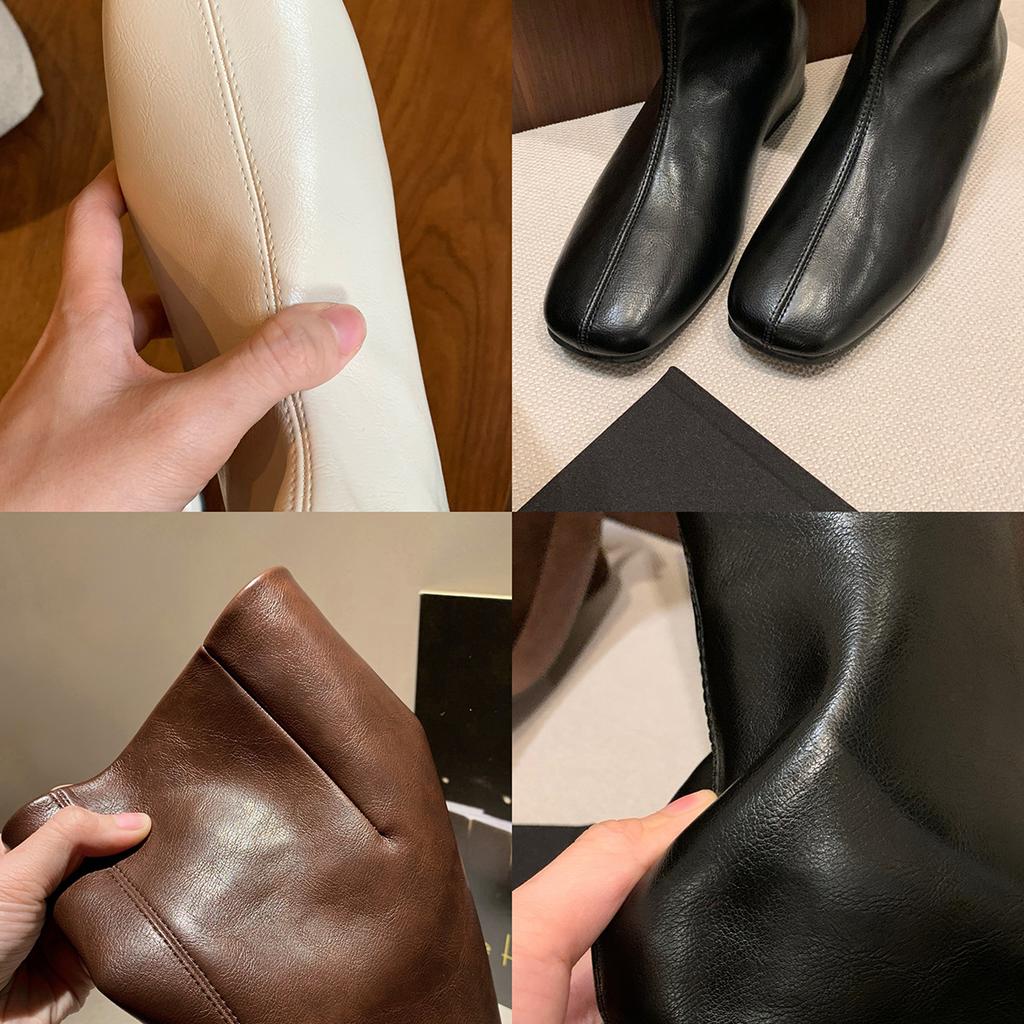 [FanGui] Height Increase by 4cm~ Versatile Round Toe Flat Sole Soft Skinny Boots Mid-top Knight Boots Women