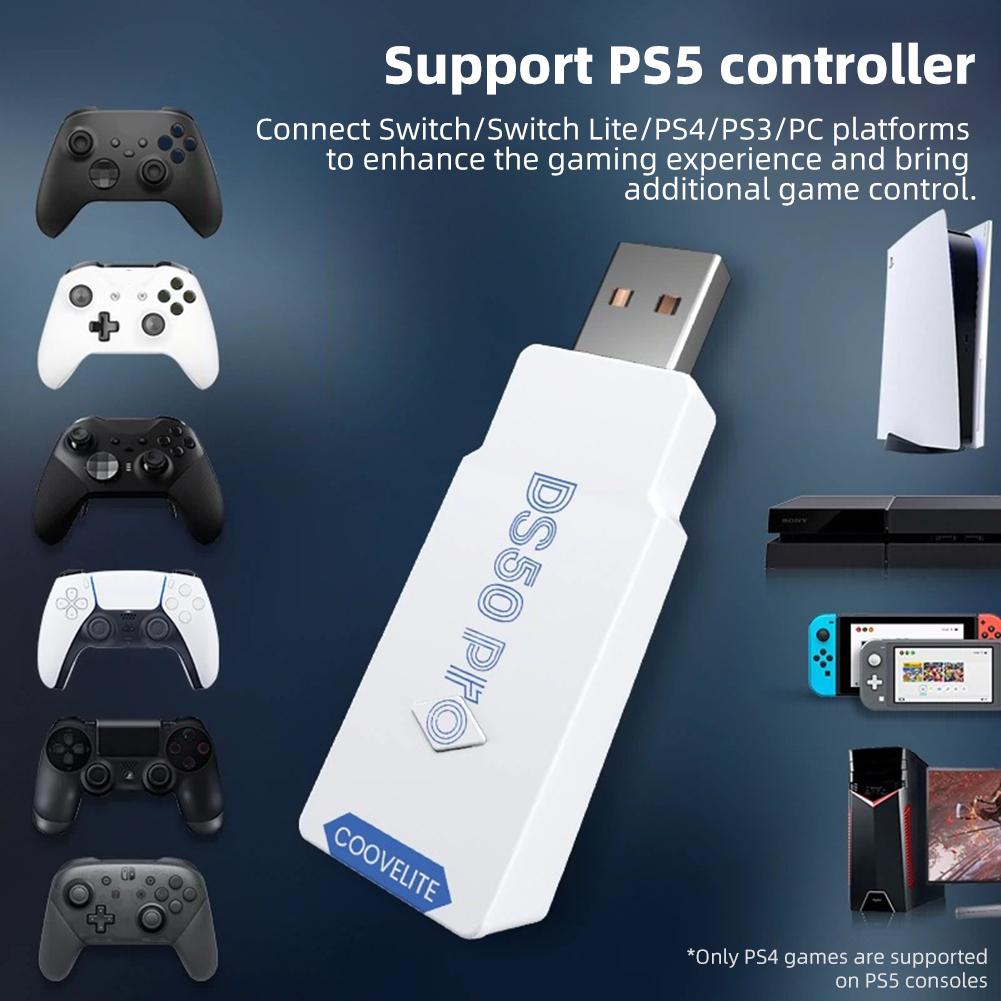 DS50 Pro Gamepad Receiver Mini Plug and Play Bluetooth-совместимый Поддержка нескольких платформ для PS5/PS4/XboxElite Pro Controller