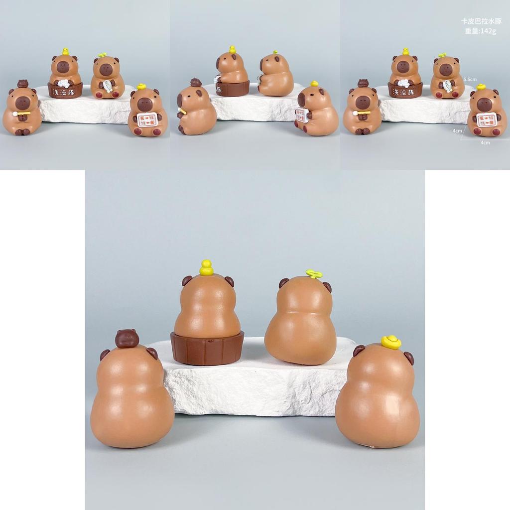 Cute Cartoon Bath Capybara Mini Model Ornament Set For Cute Toy Fans