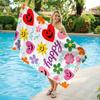 Счастливое Улыбающееся Цветочное Пляжное Полотенце, Микрофибра Мягкое Впитывающее Быстросохнущее, Большого Размера для Пляжа Бассейна Путешествий, Цветное Детское Банное Полотенце