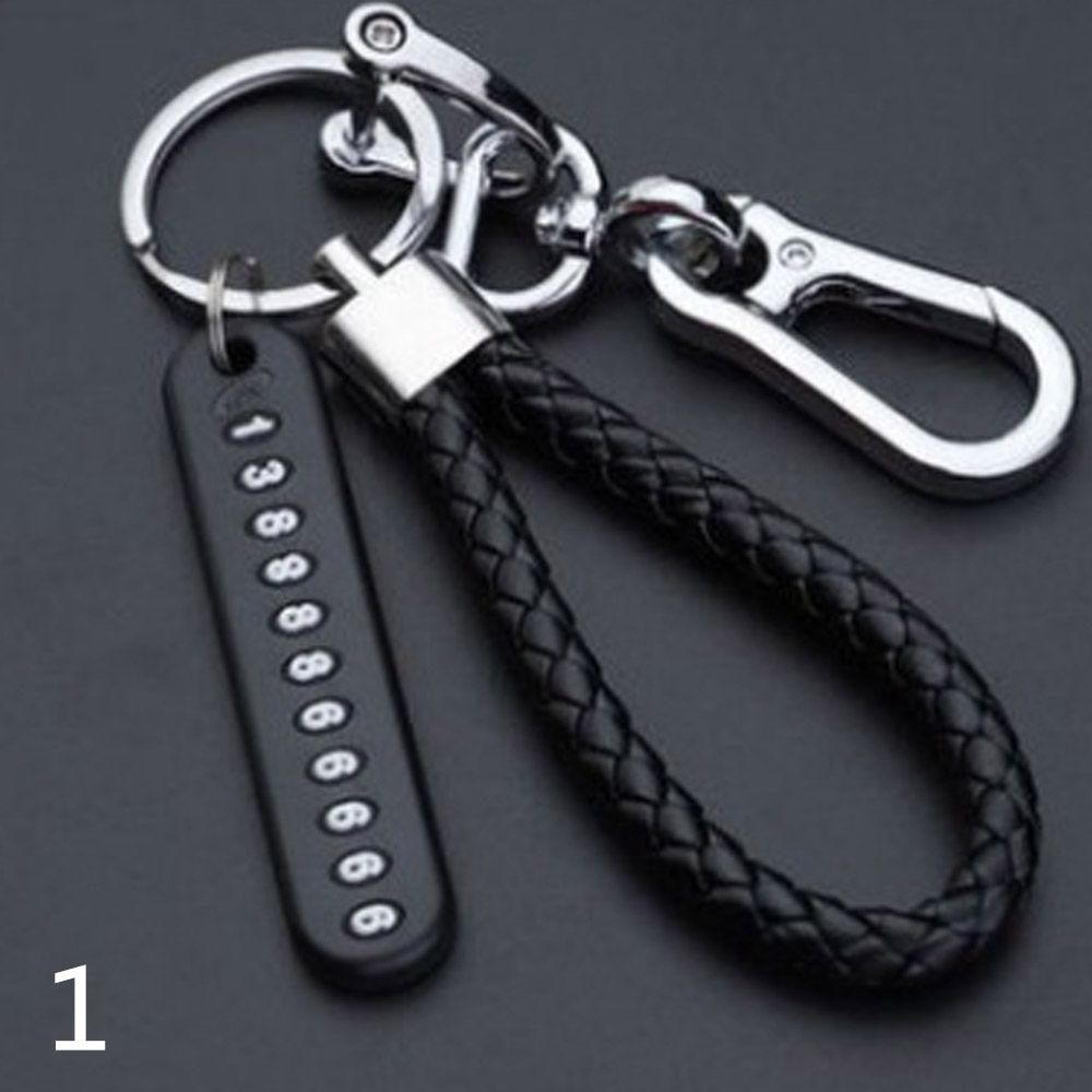 Fashion Weave Bag Pendant Auto Key Chain Leather Phone Number Plate Keyring Anti-lost Car Keychain