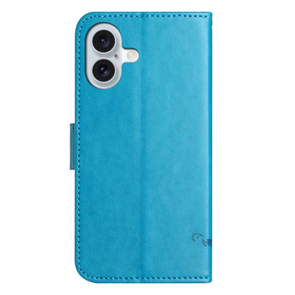 For iPhone 17 Case Wallet Stand Imprinted Butterfly Flower PU Leather Phone Cover