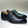 Fashion Classic Men's Business Oxford Shoes Green Genuine Cowhide Leather Formal Lace-Up High-Quality Shoes for Office And Wedding