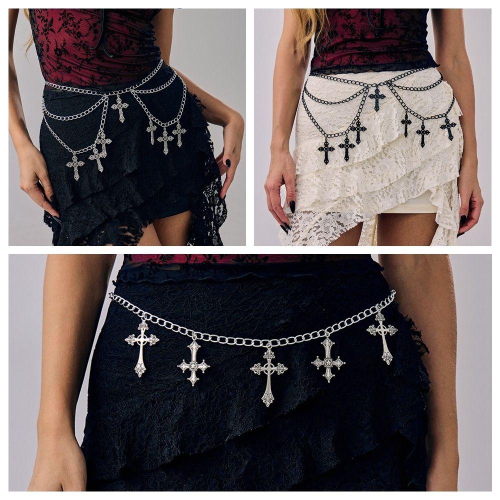 Temperament Hollowing Cross Waist Chain Vintage Multi-layer Body Chain Street Fashion
