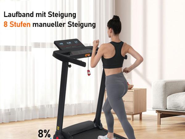 Treadmill, 3.0 HP, Foldable, 14 km/h, 8% Incline, 120 kg, Heart Rate Sensors, Type-C/USB Charging Station, Bluetooth, Dual Control Mode, 12 Programs
