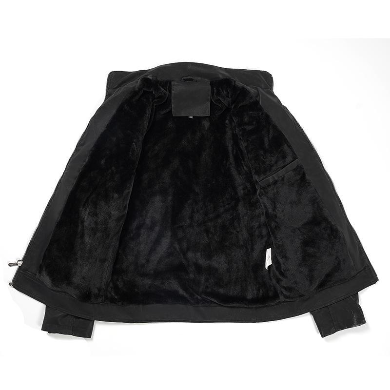 Мужская кожаная куртка приталенного кроя с воротником-стойкой - Осенне-зимний мотоциклетный стиль