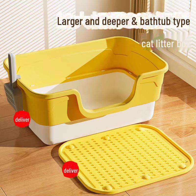 Giant Open Cat Litter Box - Splash-Proof for Large Cats