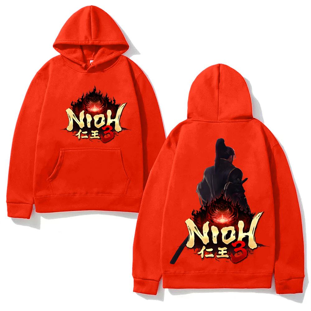 2026 GAME Nioh 3 Hoodie Action Role Playing Game Print Sweatshirt with Pocket Fleece Clothes Anime Retro Pullovers