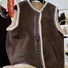 Vest for Women Cotton Autumn Winter Tops Oversize Fleece-lined Thickened Luxurious Casual V-neck Vest
