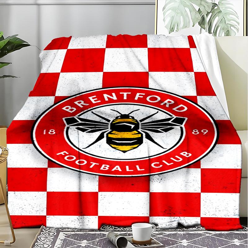 1PC Brentford Football Club Crest Printed Soft Flannel Blanket Throw for Adult Bedroom Living Room Sofa Camping Travel Fan gifts Christmas Gifts