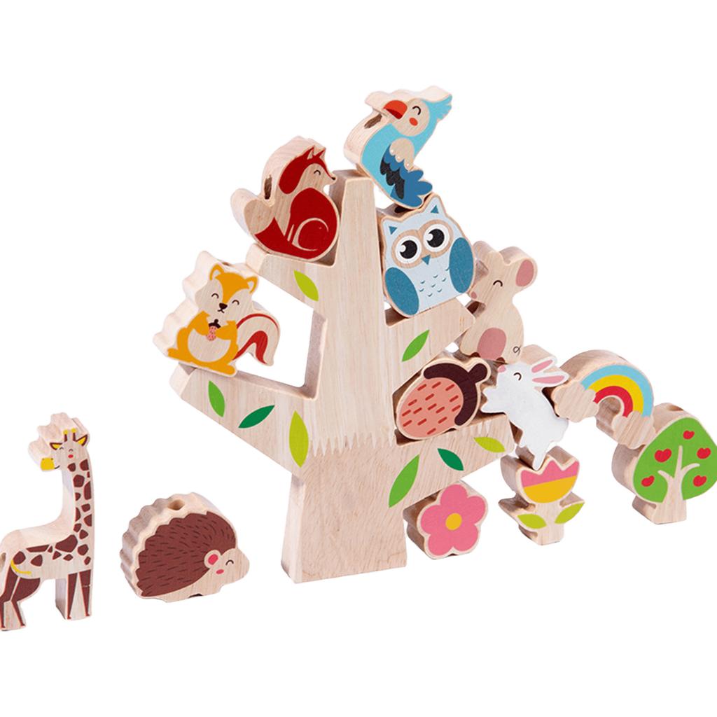 Forest Balance Building Block Toy, Building Shape Matching, Parent Child Interactive Wooden Toy