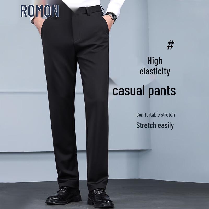 ROMON Мужские брюки прямого кроя со стретчем в стиле business casual