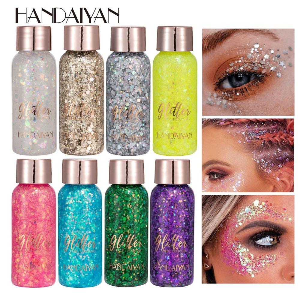 HANDAIYAN Nine -color Big Sequins Gel Eyes Shadow Mermaid Face Sequins Body Milk Performance Stage Nightclub Makeup