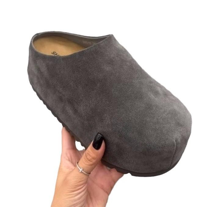 Туфли Boken платформа осень новая кожа ощущение расслабленности одна педаль для увеличения роста досуг ленивый мешок голова шлепанцы