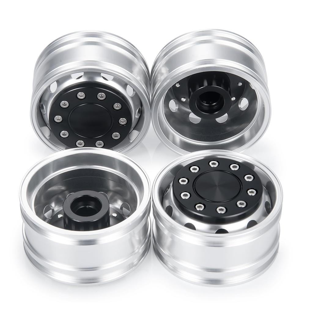 TRZX Metal Front Wheel Rim Wheel Hub for 1/14 RC Tamiya Trailer Truck Car (4pcs)