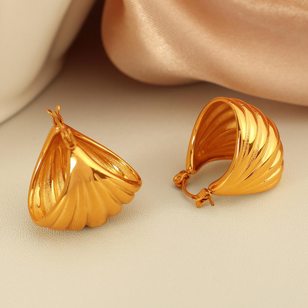 Japanese and Korean Simple Striped Ear Clip Female Temperament Wild Ring for Girlfriend Chic Valentine's Day Gift Trendy
