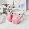 Bluetooth Cat Ear Headphones Cat Ear Headset Headphones Wireless Headphones with LED Glitter Rainbow Color Conversion Bluetooth Wireless with