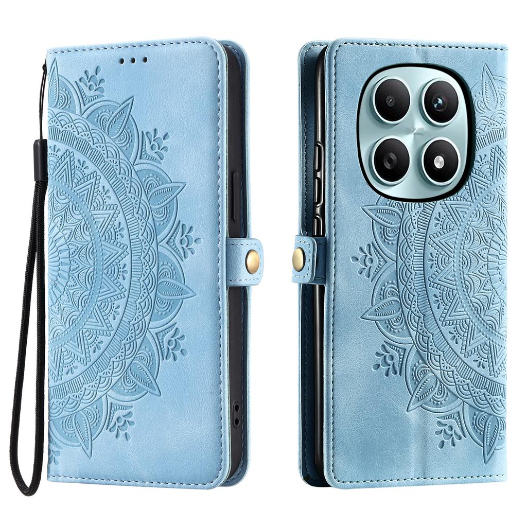 For Xiaomi Redmi Note 15 4G (Global) Case Skin Feel Totem Imprinted Wallet Leather Phone Cover with Hand Strap