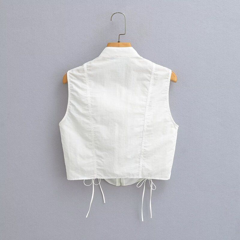 Fashion Style 2024 Spring New Women's Clothing Zipper Stand Collar Sleeveless Vest High Waist Pants 4749709