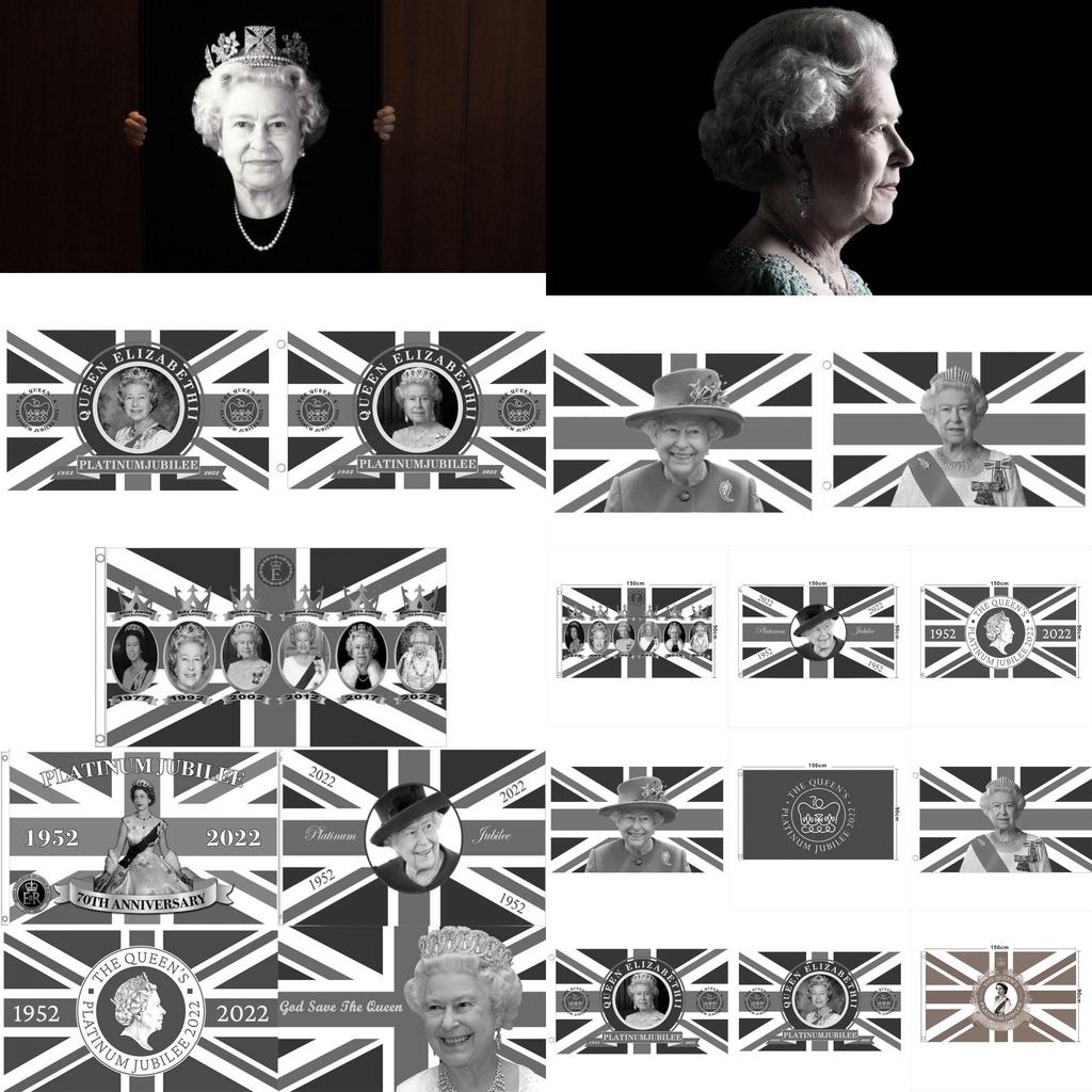 Elizabeth Ii Queen Mourning Flag Polyester Fabric For Tribute And Memorial Display